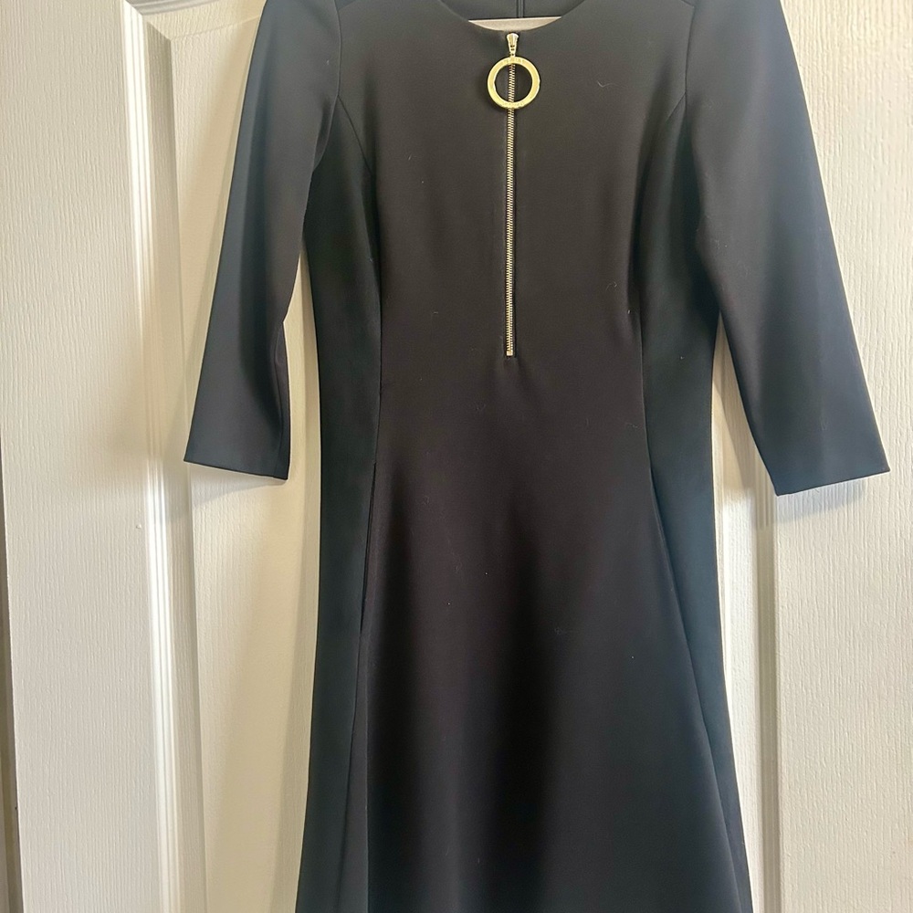 Black Women's A-Line Zip-Front Dress